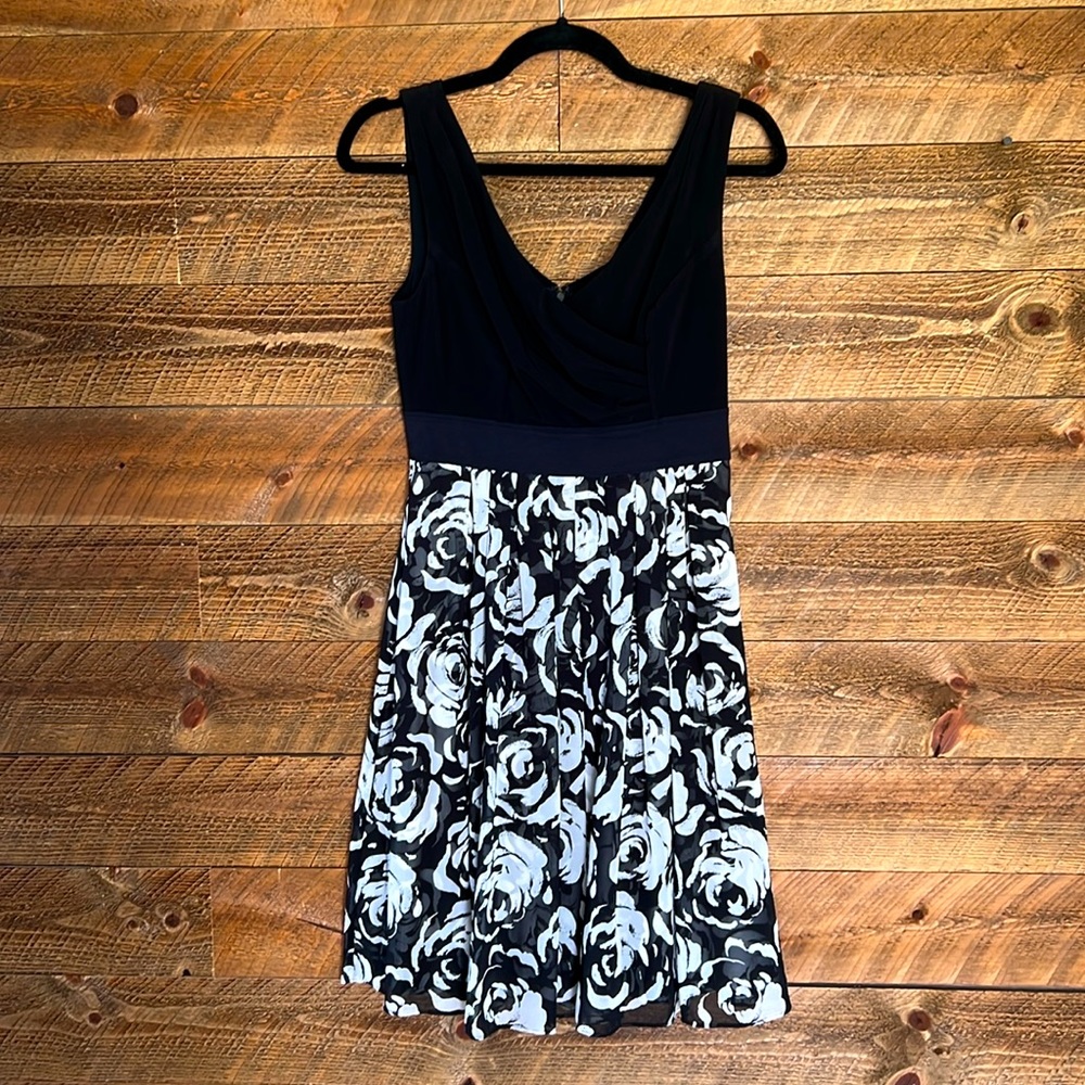 WHBM A-Line Black & Floral Dress